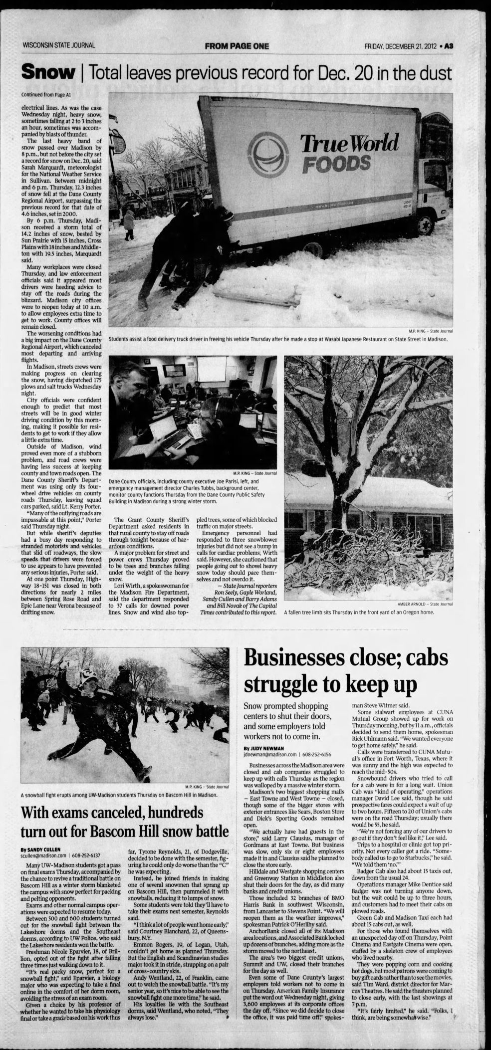 State Journal coverage Dec. 21, 2012